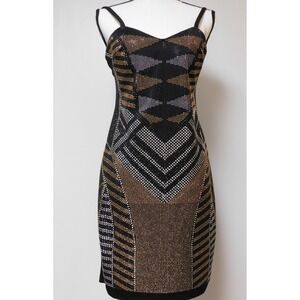 Bisou Bisou  Woman's Black Gold Silver Bodycon Sleeveless Dress  Size 8